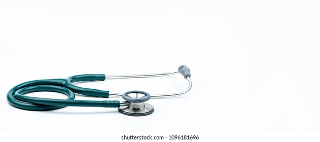 Stethoscope isolated on doctor table or nurse desk. Health checkup. Healthcare and medicine background. Diagnostic medical tool for patient diagnosis. Cardiology doctor equipment for heartbeat test. - Shutterstock ID 1096181696