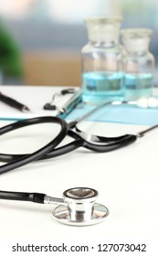 Stethoscope Lying On The Table Close Up