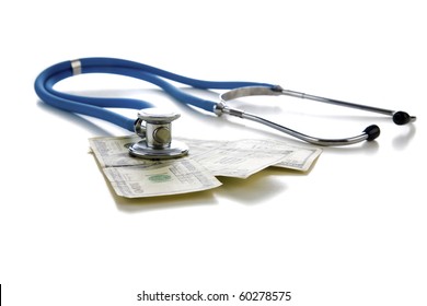 Stethoscope On American Money, Represents Concepts Of  