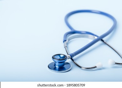 Stethoscope On Blue Background, Healthcare.