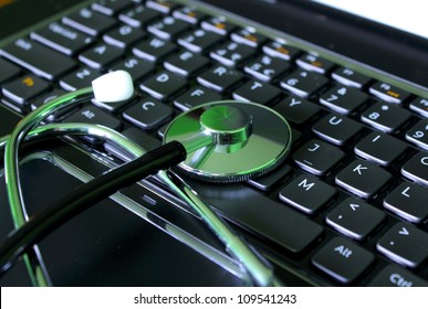 Stethoscope On A Laptop Computer