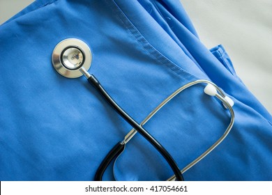 Stethoscope On Nurse & Doctor Coat Background