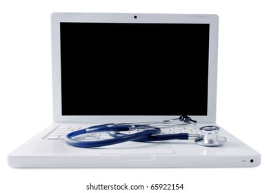 Stethoscope On Silver Laptop Computer