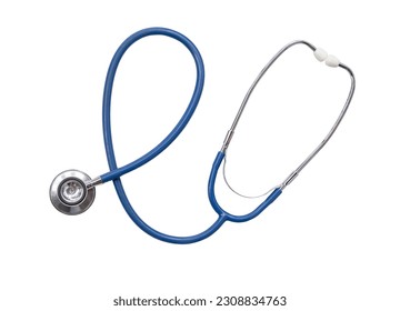 Stethoscope on transparent background, top view. Medical tool.