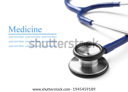 Stethoscope on white background. Space for text