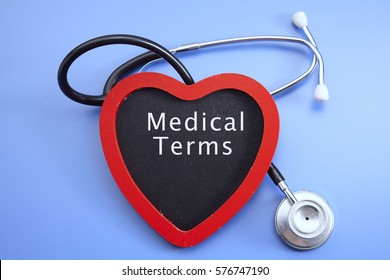 Stethoscope And Red Love With Medical Conceptual Text-medical Terms