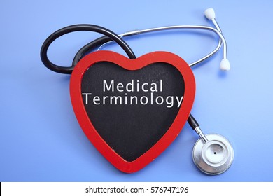 Stethoscope And Red Love With Medical Conceptual Text-medical Terminology