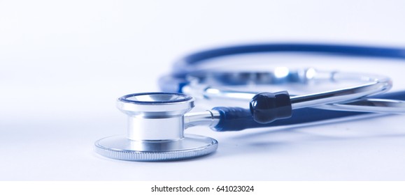 Stethoscope with reflection. stethoscope background. stethoscope with reflection on glossy background - Shutterstock ID 641023024