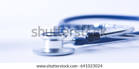Stethoscope with reflection. stethoscope background. stethoscope with reflection on glossy background