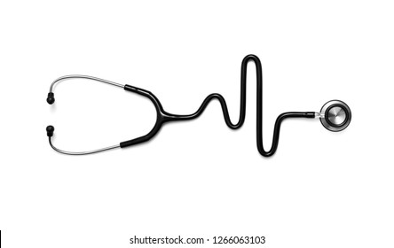 Stethoscope in the shape of a Heart Beat on a EKG, included clipping path