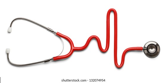 Stethoscope in the shape of a Heart Beat on a EKG. - Shutterstock ID 132074954