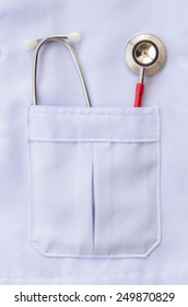 Stethoscope In White Doctors Lab Coat Pocket