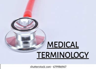 Stethoscope With Word Medical Terminology Concept On White Background.