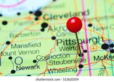 Steubenville Pinned On A Map Of Ohio, USA
