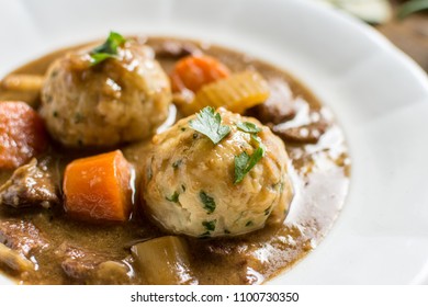 Stew With Venison And Bacon Onion Dumplings