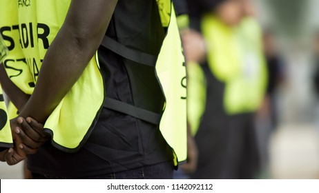 Stewards Supervising And Controlling Security, Safety Measures At Sports Arena