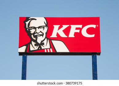 STEWIACKE, CANADA - FEBRUARY 23, 2016: KFC or Kentucky Fried Chicken is a fast food restaurant chain specializing in fried chicken.