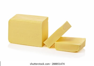 Stick Of Butter, Cut, Isolated On White