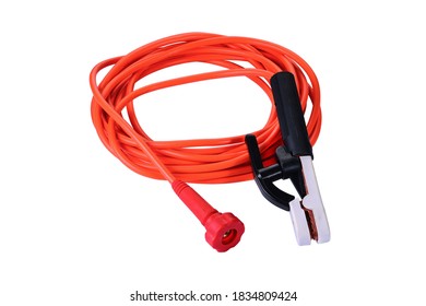 Stick Electrode Holder With Cable And Twist For Welding Machine Isolated On White Background