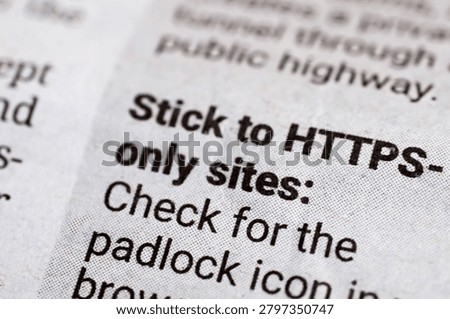Stick to HTTPS Only Sites Security Recommendation Headline in Newspaper