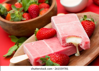 Stick ice cream strawberry flavor