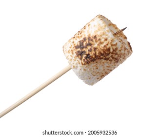 Stick With Roasted Marshmallow Isolated On White