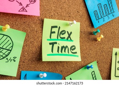 Sticker With Flex Time Inscription Is Pinned To The Board.