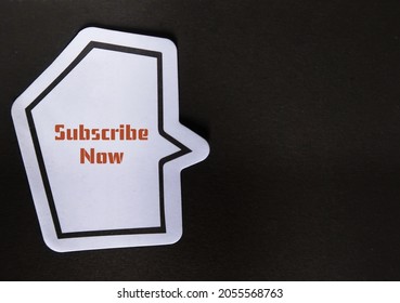 Sticker Note On Copy Space Black Background With Text SUBSCRIBE NOW, Concept Of Click Or Apply Online To Obtain Or Have Subscription To A Publication, Website, Social Media, Channel Or Service