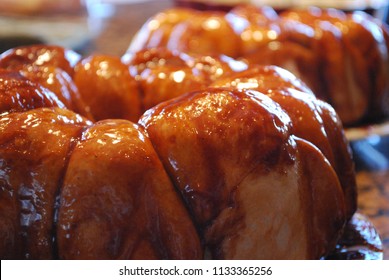 Sticky Buns Monkey Bread Sweet Rolls Made In Bundt Pan Ring With Sugary Syrup