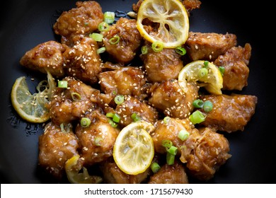 Sticky Chinese Lemon Chicken on the plate