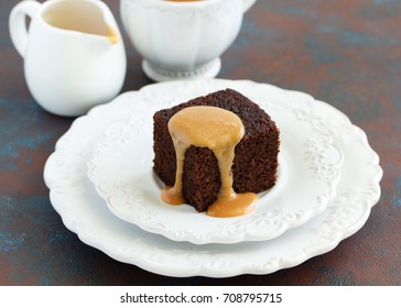 Sticky Date Pudding With Caramel Sauce.