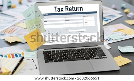 Sticky note for creative and analytic brainstorm for business idea with BI data dashboard on laptop screen. Analysis financial data visualization tech for marketing strategy. Prodigy