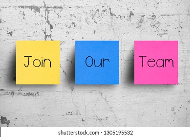 Sticky note on concrete wall, Join Our Team - Shutterstock ID 1305195532
