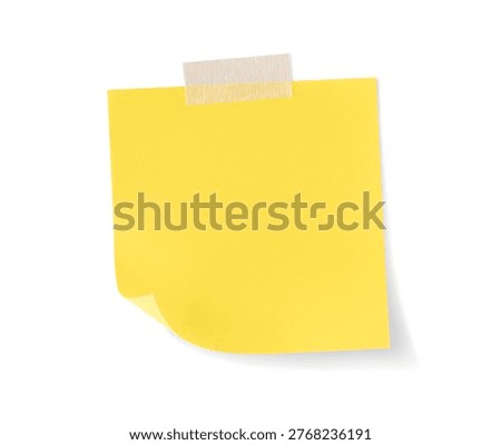 Sticky note reminder. Post  note paper. Yellow sheets for notes isolated  on background.