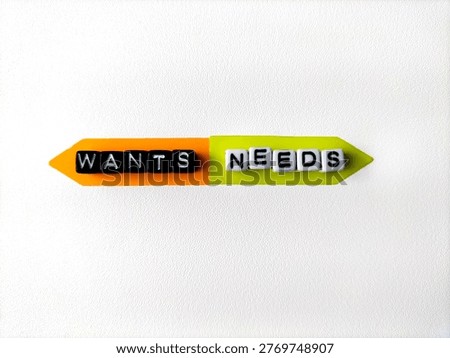 sticky note with text "wants" and "needs"