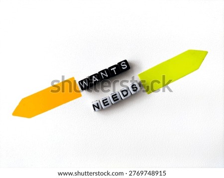 sticky note with text "wants" and "needs"