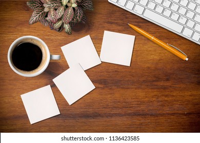Sticky notes on table office