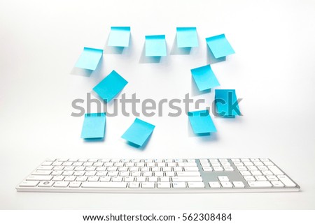 Sticky papers over the computer for comunication