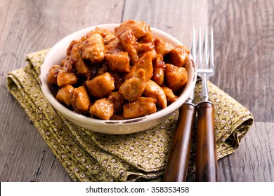 Sticky Spicy Chicken Bites In A Bowl