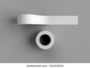 Sticky tape, scotch tape mock up. A roll of white sticky tape on a gray background. 3d rendering.
