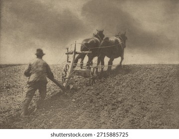 A Stiff Pull [Suffolk] by Peter Henry Emerson. Vintage analog photography. Old photo, vintage film art photography.