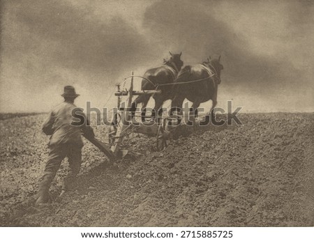 A Stiff Pull [Suffolk] by Peter Henry Emerson. Vintage analog photography. Old photo, vintage film art photography.