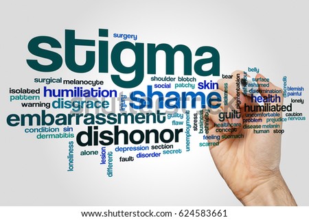 Stigma word cloud concept on grey background