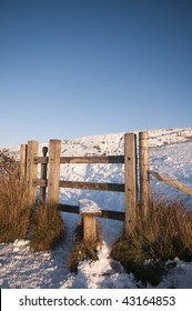 Stile On A Snow Covered South Downs In Sussex