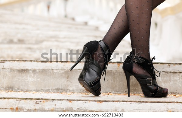 Stiletto Heel Shoes Beautiful Female Legs Stock Photo 652713403 ...