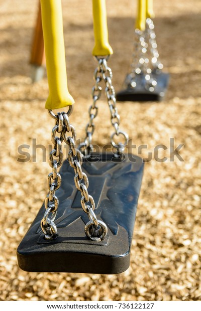 Still Childs Swing Black Plastic Wood Stock Photo Edit Now 736122127