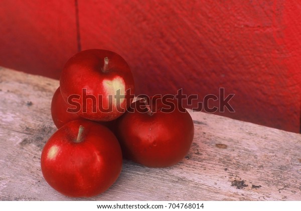 Still Life 4 Red Apples Sitting Stock Photo Edit Now 704768014