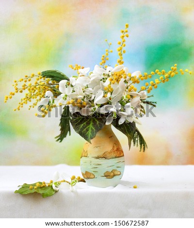 Similar – Cherry blossom branch with butterfly ornaments in glass jar