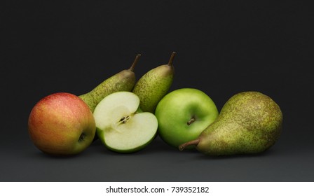Still life with autumn fruit, pears and apples isolated on gray - Powered by Shutterstock