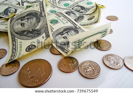 Still Life With Cash Dollars And Cents Us Still Life With Cash Dollars And Cents Us